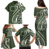 Kia Orana Cook Islands Family Matching Puletasi and Hawaiian Shirt Matie Plumeria Tropical Waves - Polynesian Pride