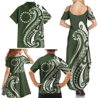 Kia Orana Cook Islands Family Matching Summer Maxi Dress and Hawaiian Shirt Matie Plumeria Tropical Waves - Polynesian Pride