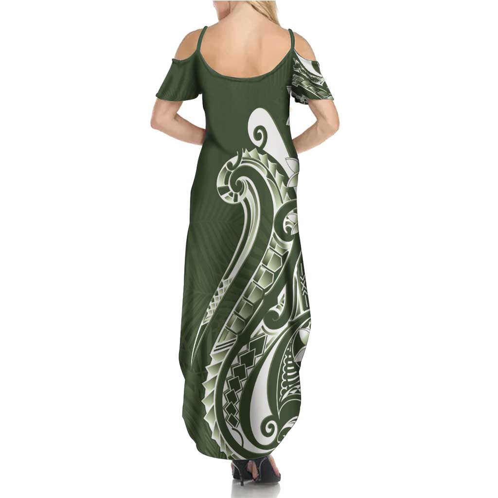 Kia Orana Cook Islands Family Matching Summer Maxi Dress and Hawaiian Shirt Matie Plumeria Tropical Waves - Polynesian Pride