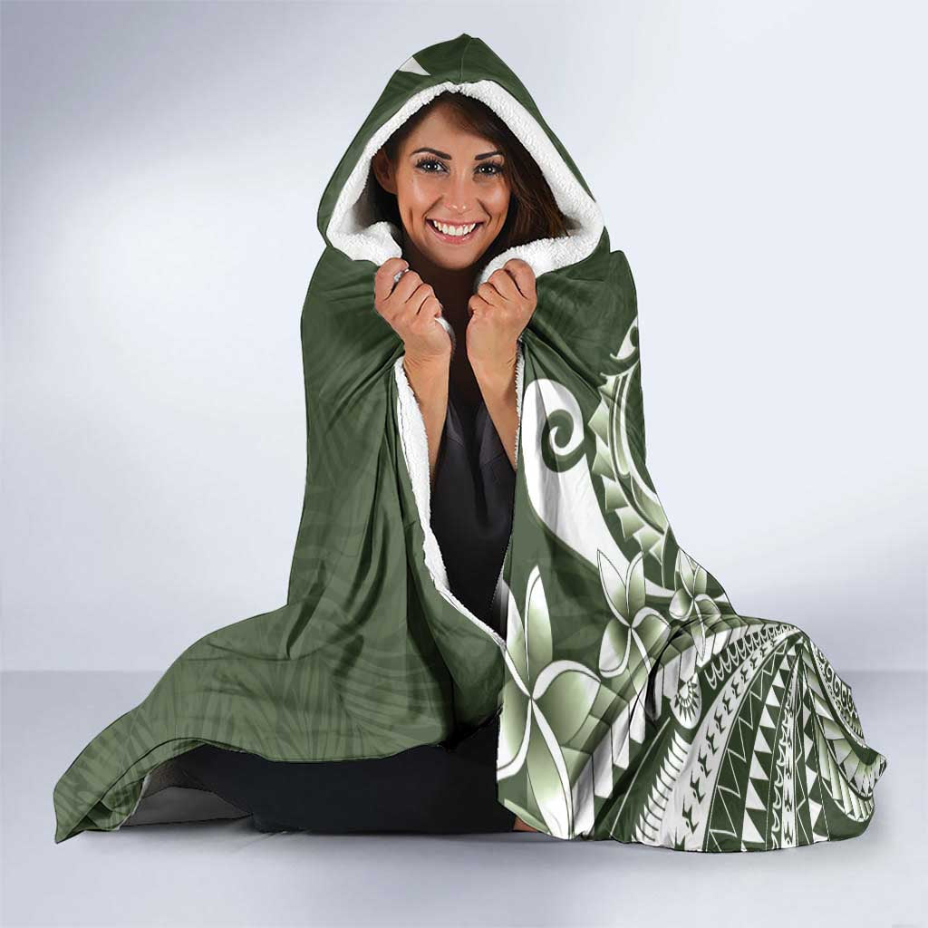 Kia Orana Cook Islands Hooded Blanket Matie Plumeria Tropical Waves - Polynesian Pride