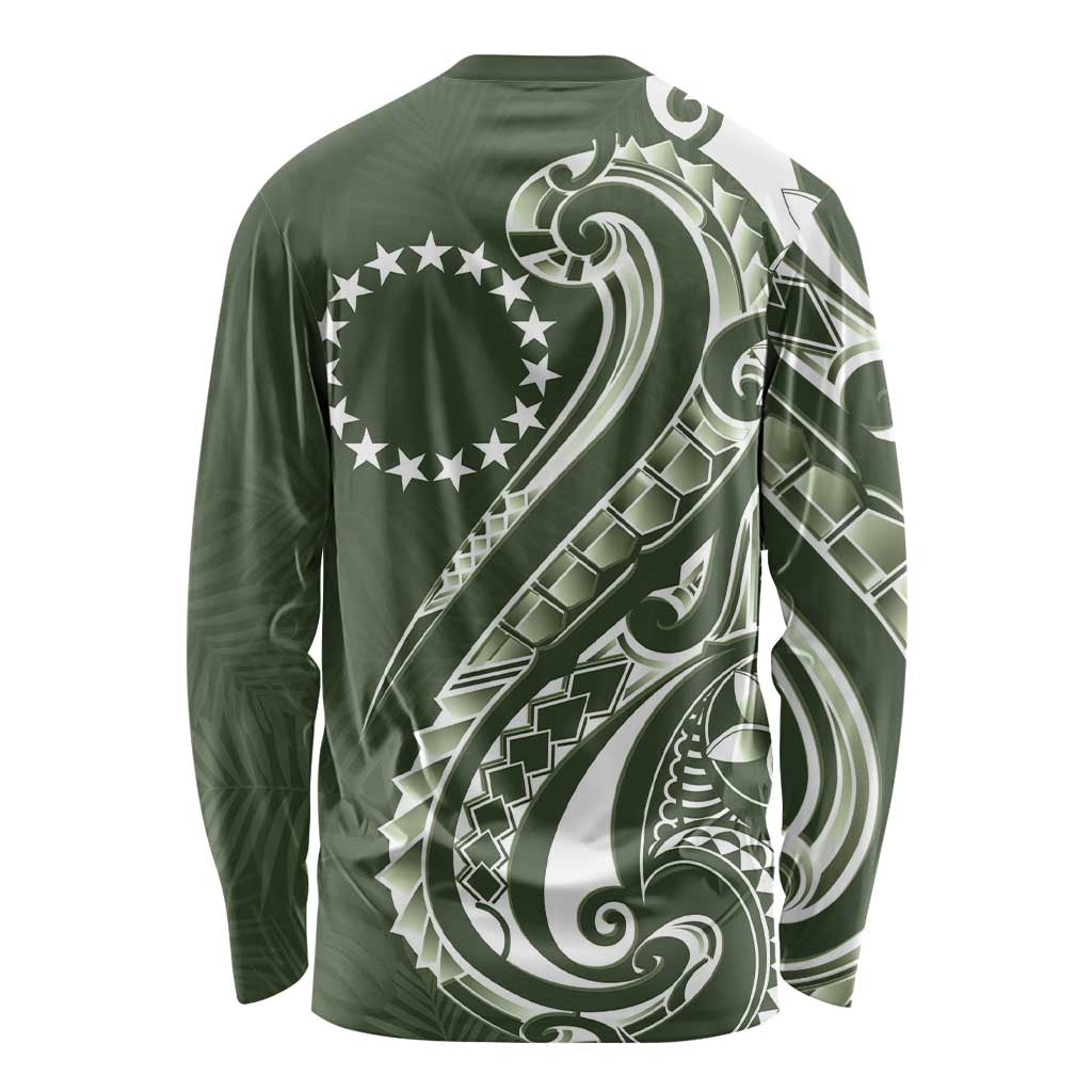 Kia Orana Cook Islands Long Sleeve Shirt Matie Plumeria Tropical Waves LT7 - Polynesian Pride