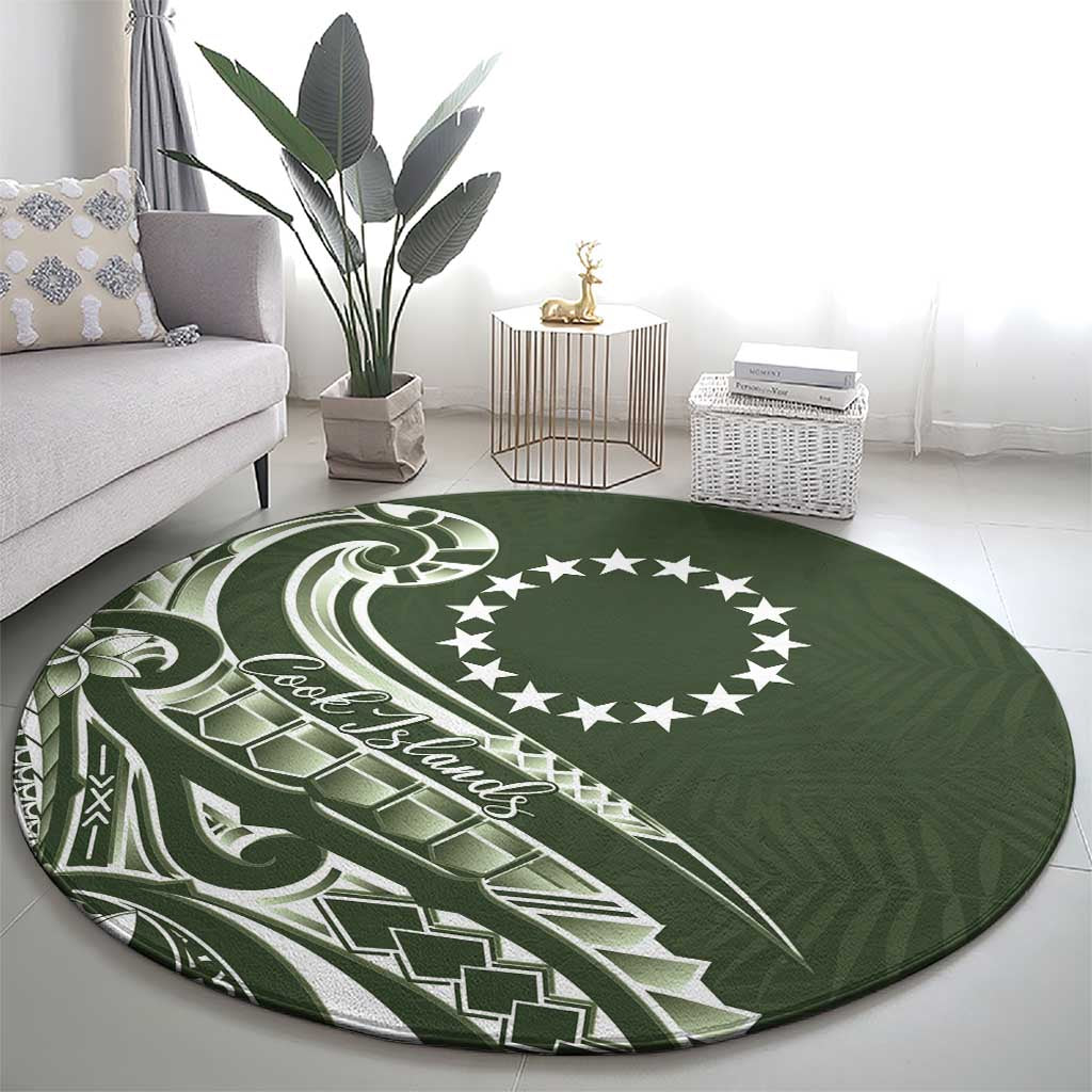 Kia Orana Cook Islands Round Carpet Matie Plumeria Tropical Waves - Polynesian Pride