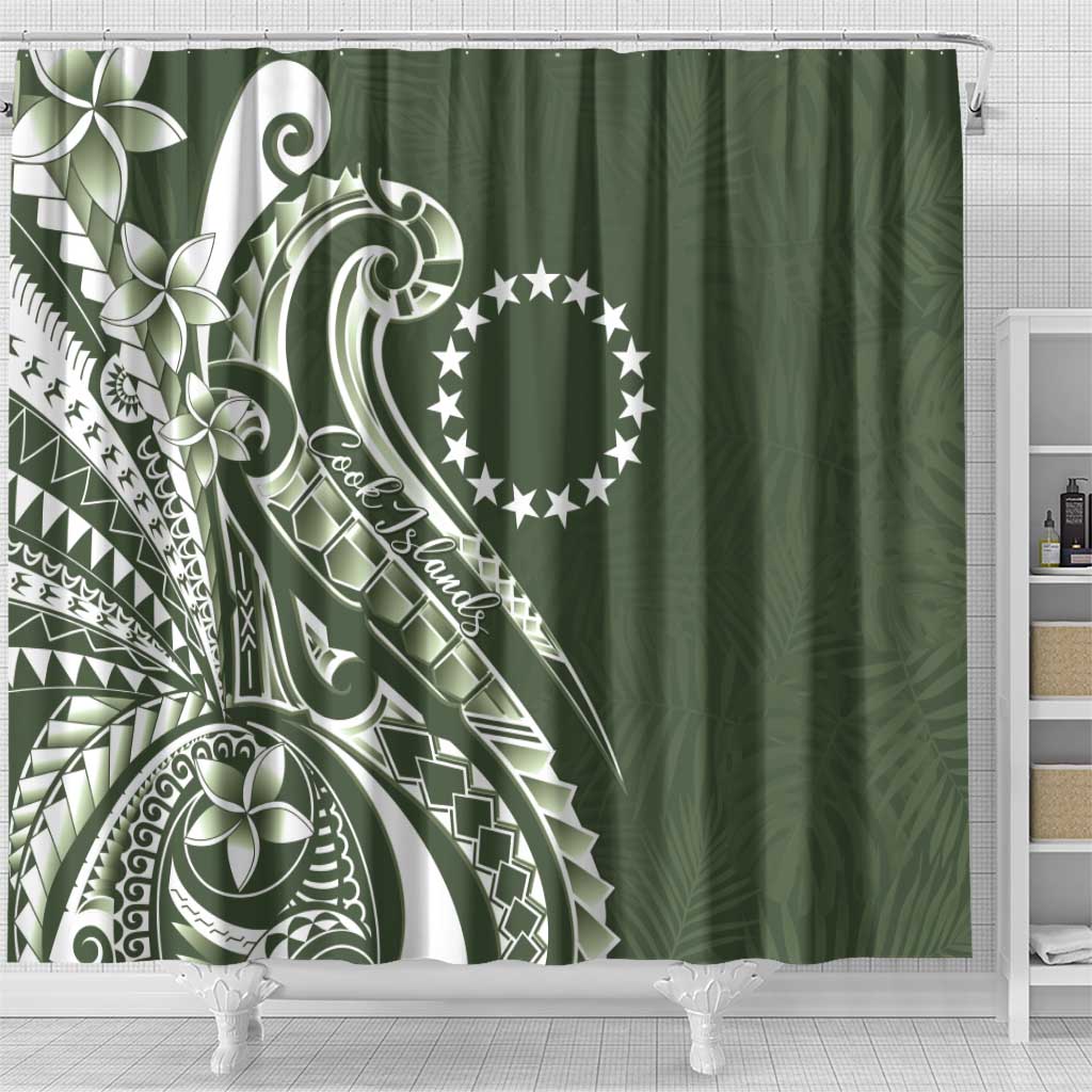 Kia Orana Cook Islands Shower Curtain Matie Plumeria Tropical Waves - Polynesian Pride