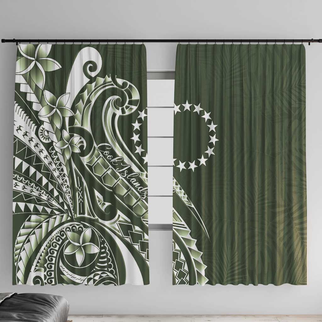 Kia Orana Cook Islands Window Curtain Matie Plumeria Tropical Waves - Polynesian Pride