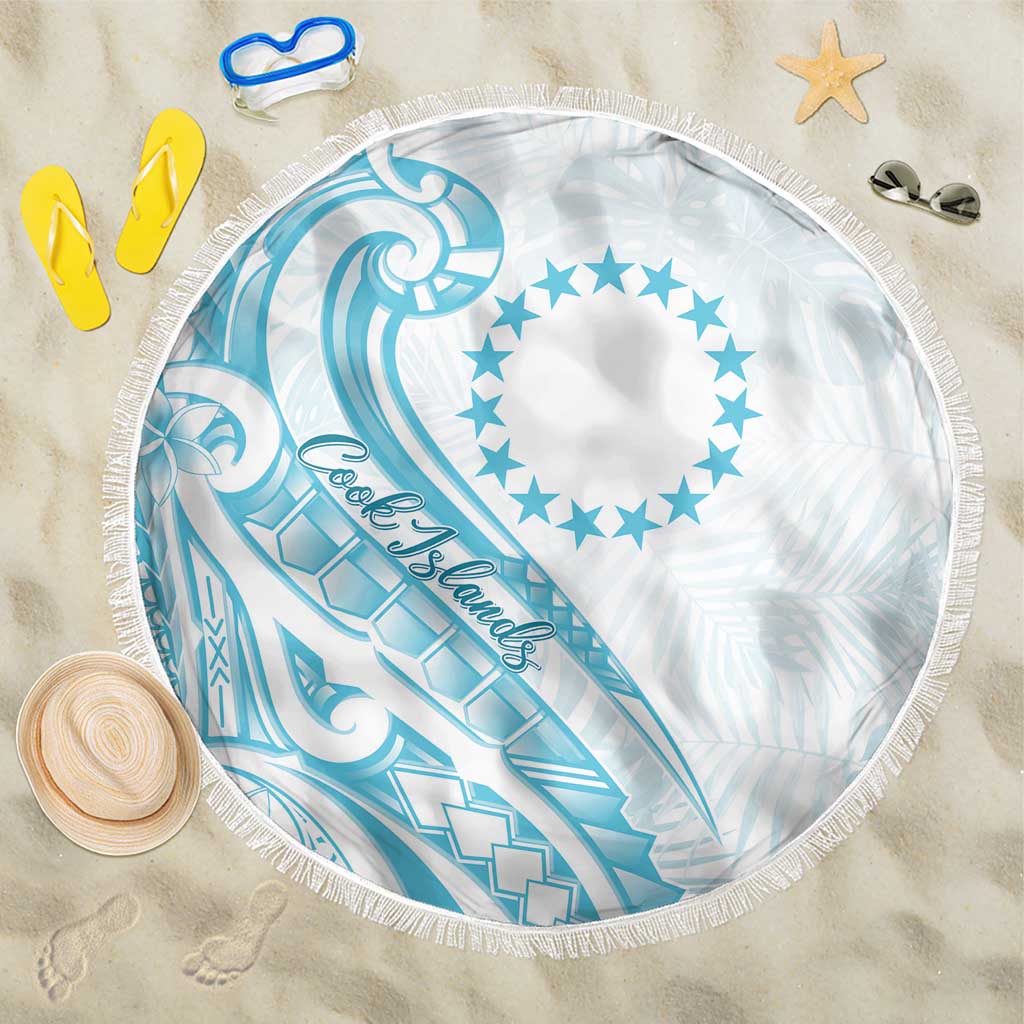 Kia Orana Cook Islands Beach Blanket Moana Plumeria Tropical Waves LT7 One Size 150cm Turquoise - Polynesian Pride