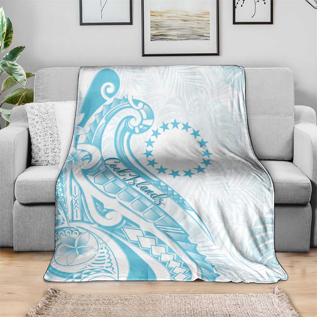 Kia Orana Cook Islands Blanket Moana Plumeria Tropical Waves - Polynesian Pride