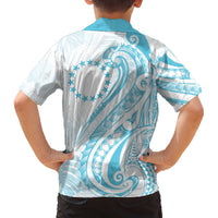 Kia Orana Cook Islands Family Matching Off The Shoulder Long Sleeve Dress and Hawaiian Shirt Moana Plumeria Tropical Waves - Polynesian Pride