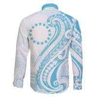 Kia Orana Cook Islands Family Matching Off The Shoulder Long Sleeve Dress and Hawaiian Shirt Moana Plumeria Tropical Waves - Polynesian Pride