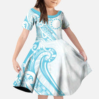 Kia Orana Cook Islands Family Matching Short Sleeve Bodycon Dress and Hawaiian Shirt Moana Plumeria Tropical Waves - Polynesian Pride