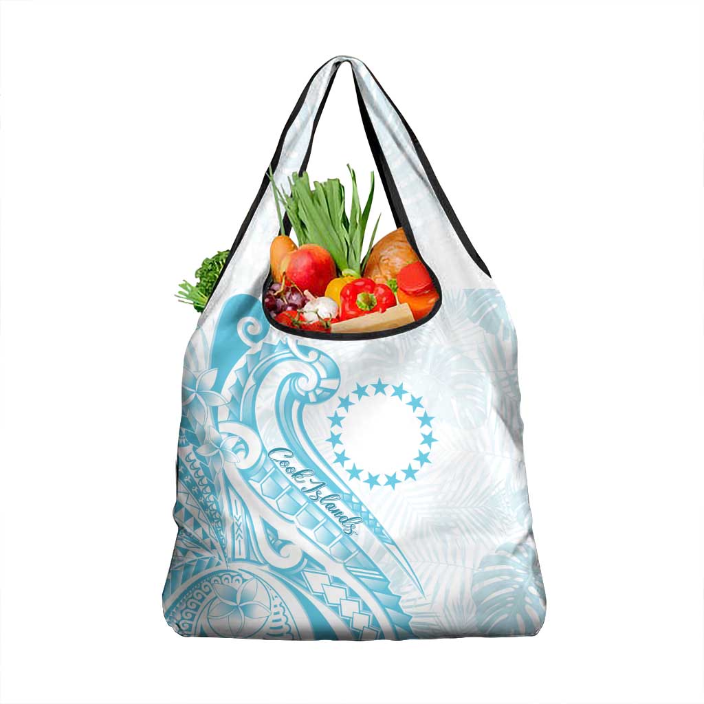 Kia Orana Cook Islands Grocery Bag Moana Plumeria Tropical Waves LT7 1-pack One Size Turquoise - Polynesian Pride
