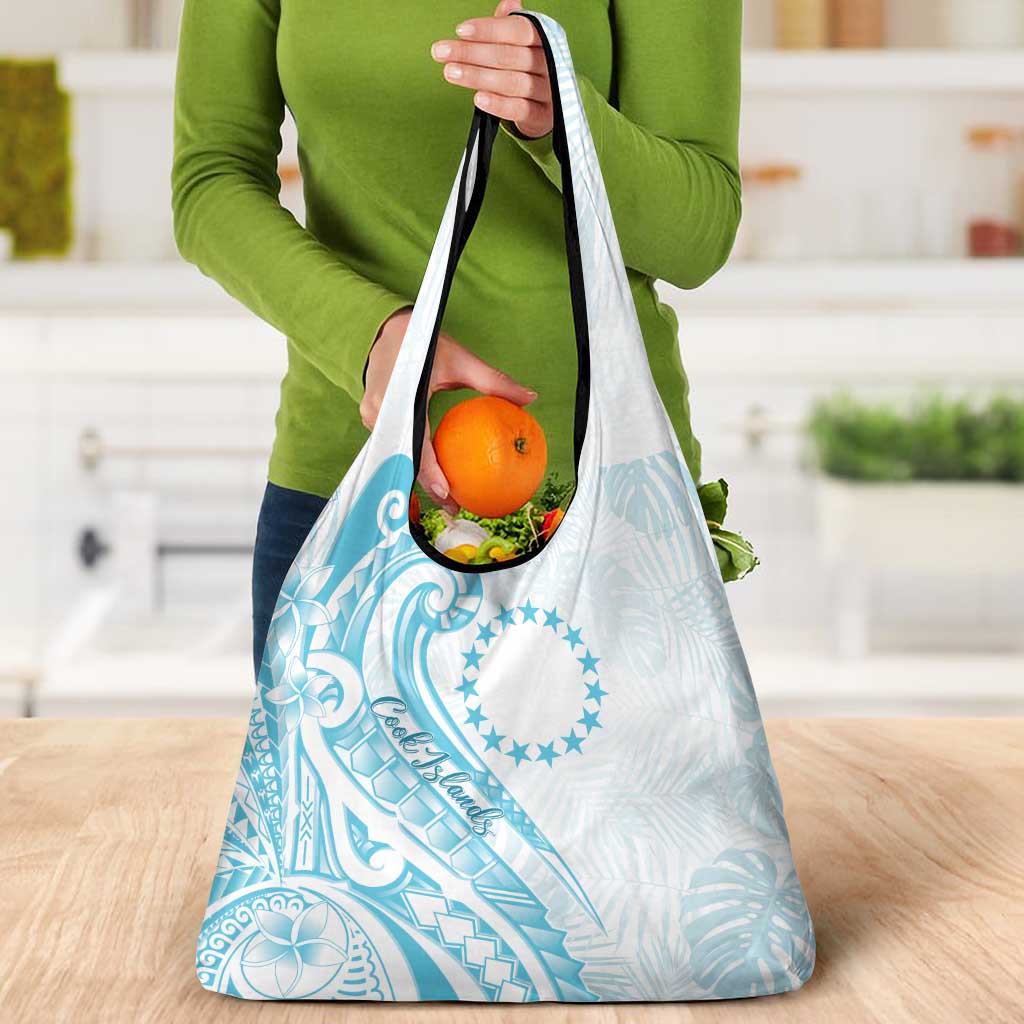 Kia Orana Cook Islands Grocery Bag Moana Plumeria Tropical Waves LT7 - Polynesian Pride