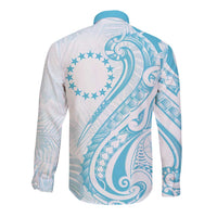 Kia Orana Cook Islands Long Sleeve Button Shirt Moana Plumeria Tropical Waves LT7 - Polynesian Pride