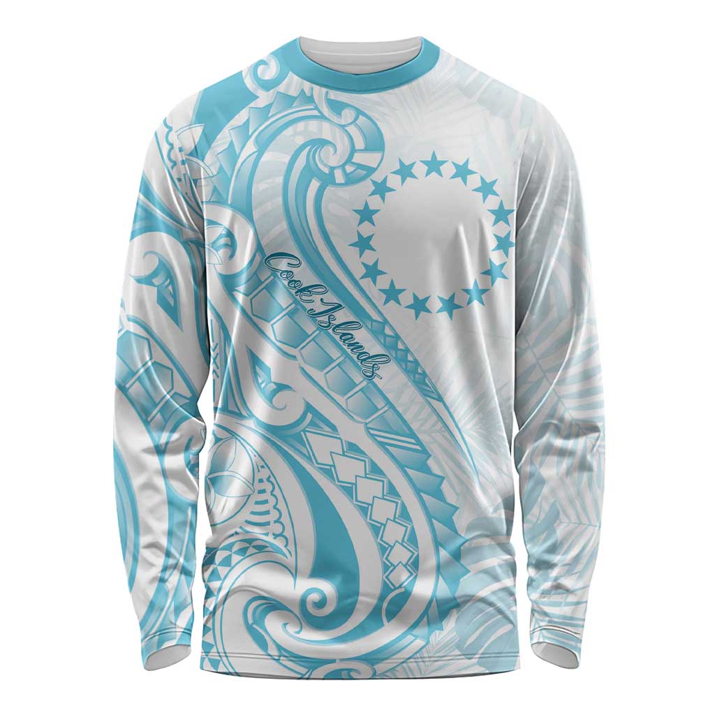 Kia Orana Cook Islands Long Sleeve Shirt Moana Plumeria Tropical Waves LT7 Unisex Turquoise - Polynesian Pride