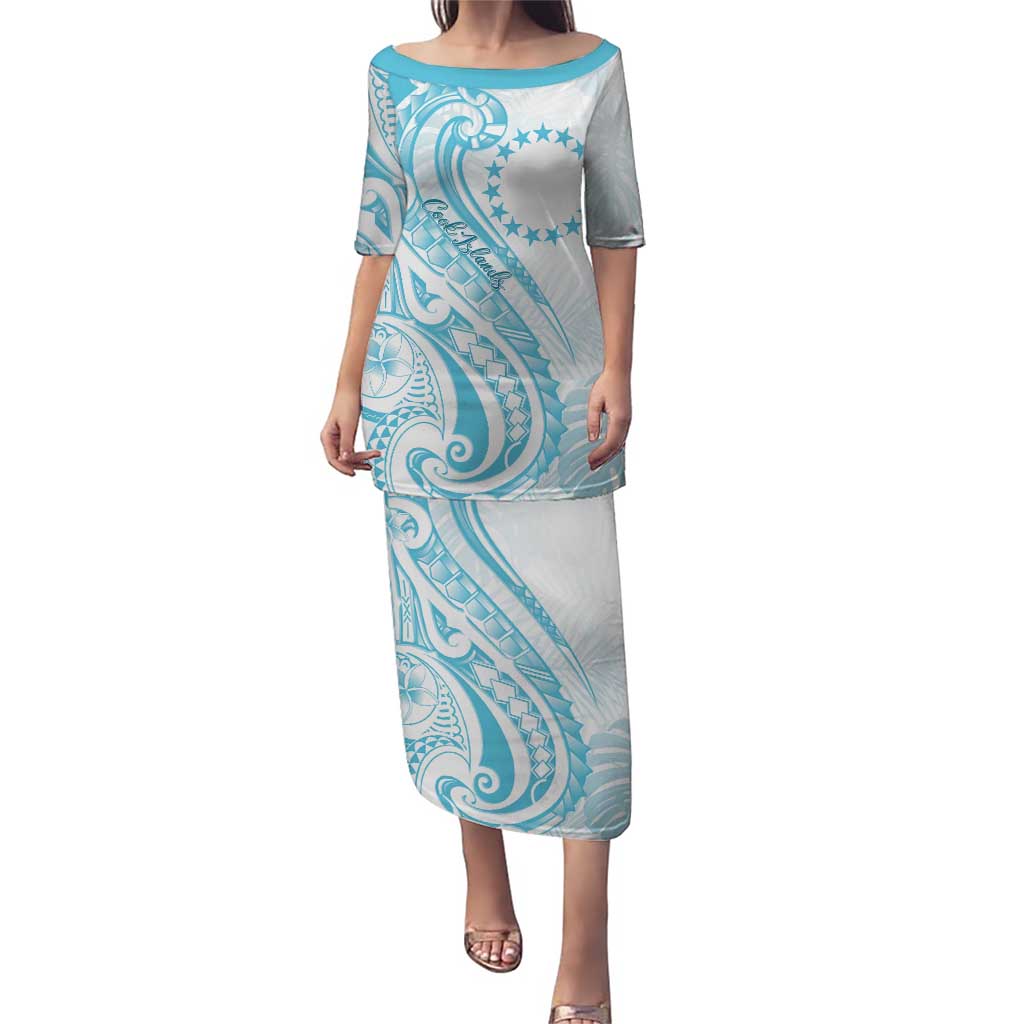 Kia Orana Cook Islands Puletasi Moana Plumeria Tropical Waves - Polynesian Pride