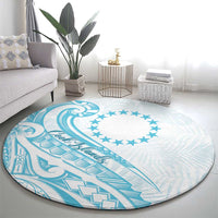 Kia Orana Cook Islands Round Carpet Moana Plumeria Tropical Waves - Polynesian Pride