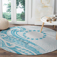 Kia Orana Cook Islands Round Carpet Moana Plumeria Tropical Waves - Polynesian Pride