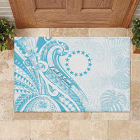 Kia Orana Cook Islands Rubber Doormat Moana Plumeria Tropical Waves LT7 Turquoise - Polynesian Pride