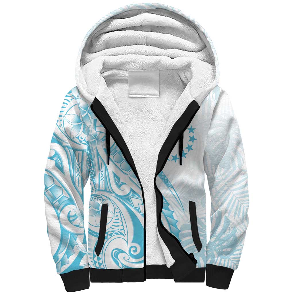 Kia Orana Cook Islands Sherpa Hoodie Moana Plumeria Tropical Waves LT7 Unisex Turquoise - Polynesian Pride