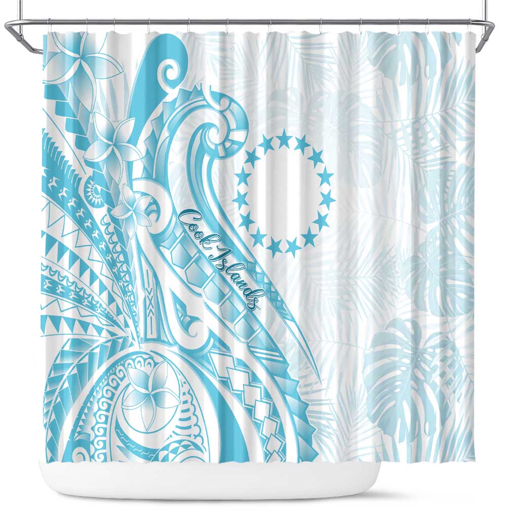 Kia Orana Cook Islands Shower Curtain Moana Plumeria Tropical Waves - Polynesian Pride