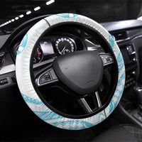 Kia Orana Cook Islands Steering Wheel Cover Moana Plumeria Tropical Waves LT7 Universal Fit Turquoise - Polynesian Pride
