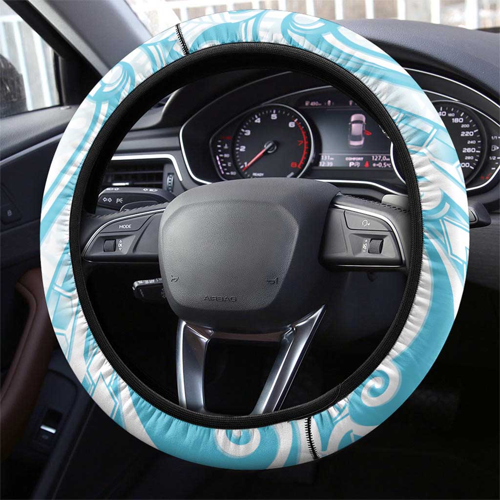 Kia Orana Cook Islands Steering Wheel Cover Moana Plumeria Tropical Waves LT7 - Polynesian Pride