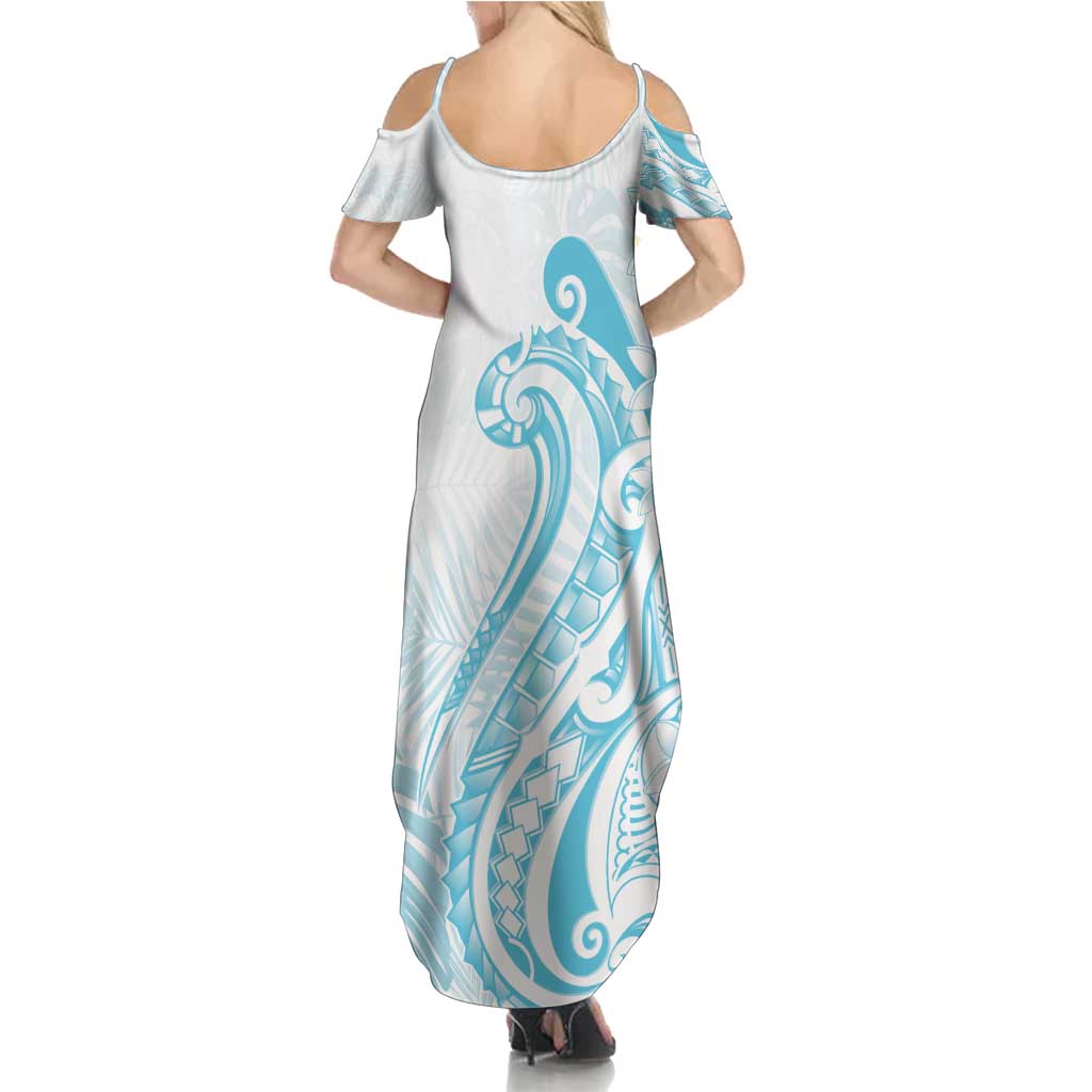 Kia Orana Cook Islands Summer Maxi Dress Moana Plumeria Tropical Waves - Polynesian Pride