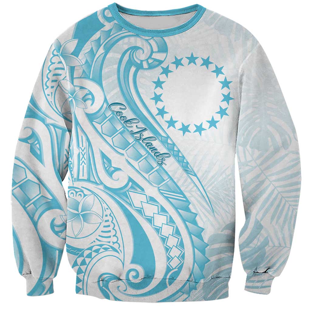 Kia Orana Cook Islands Sweatshirt Moana Plumeria Tropical Waves LT7 Unisex Turquoise - Polynesian Pride