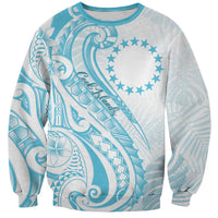 Kia Orana Cook Islands Sweatshirt Moana Plumeria Tropical Waves LT7 Unisex Turquoise - Polynesian Pride