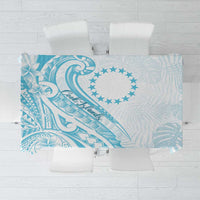 Kia Orana Cook Islands Tablecloth Moana Plumeria Tropical Waves LT7 Turquoise - Polynesian Pride