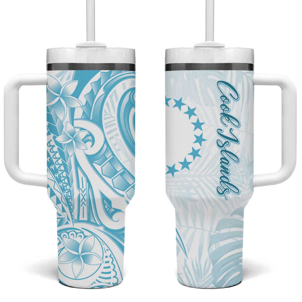 Kia Orana Cook Islands Tumbler With Handle Moana Plumeria Tropical Waves - Polynesian Pride