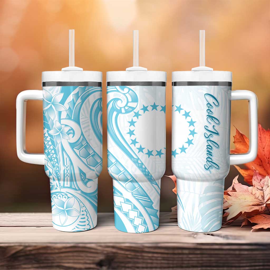 Kia Orana Cook Islands Tumbler With Handle Moana Plumeria Tropical Waves - Polynesian Pride