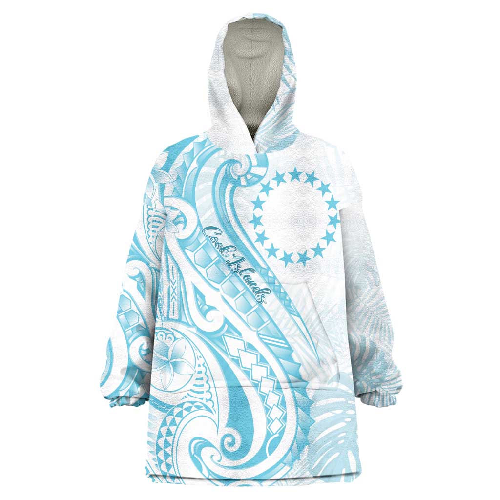Kia Orana Cook Islands Wearable Blanket Hoodie Moana Plumeria Tropical Waves - Polynesian Pride