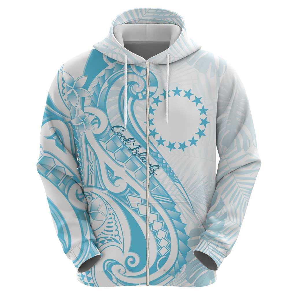 Kia Orana Cook Islands Zip Hoodie Moana Plumeria Tropical Waves - Polynesian Pride