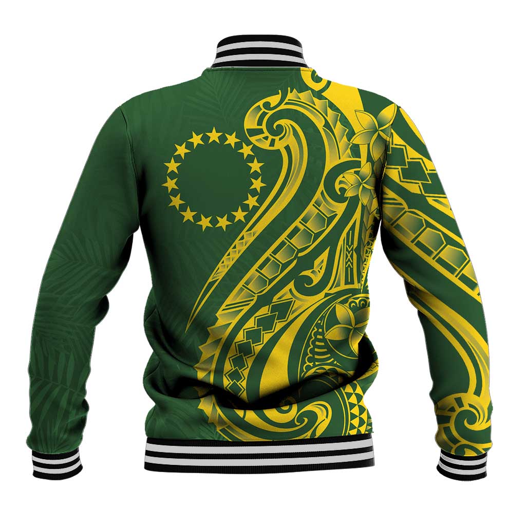 Kia Orana Cook Islands Baseball Jacket Plumeria Tropical Waves LT7 - Polynesian Pride