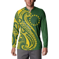 Kia Orana Cook Islands Button Sweatshirt Plumeria Tropical Waves LT7 - Polynesian Pride