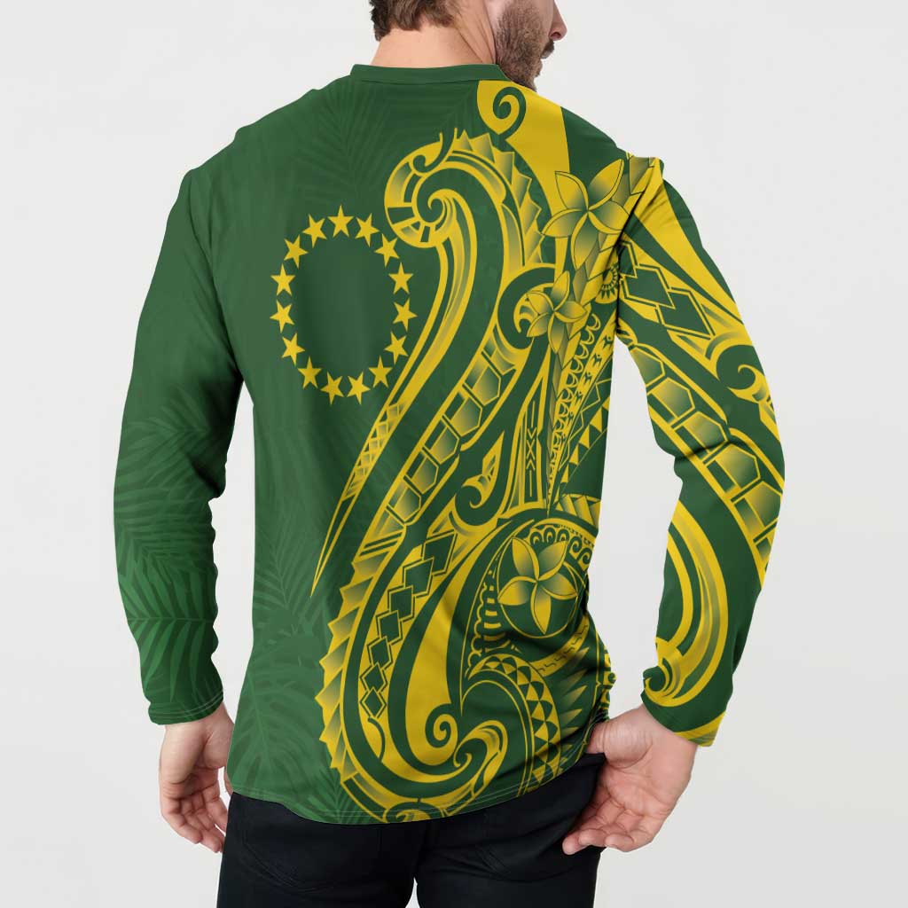 Kia Orana Cook Islands Button Sweatshirt Plumeria Tropical Waves LT7 - Polynesian Pride