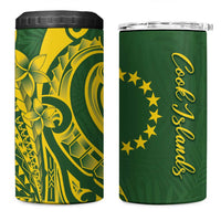 Kia Orana Cook Islands 4 in 1 Can Cooler Tumbler Plumeria Tropical Waves LT7 One Size: 16 oz Yellow Green - Polynesian Pride