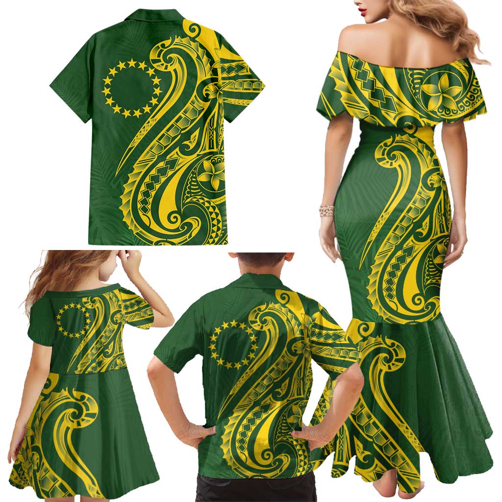 Kia Orana Cook Islands Family Matching Mermaid Dress and Hawaiian Shirt Plumeria Tropical Waves - Polynesian Pride