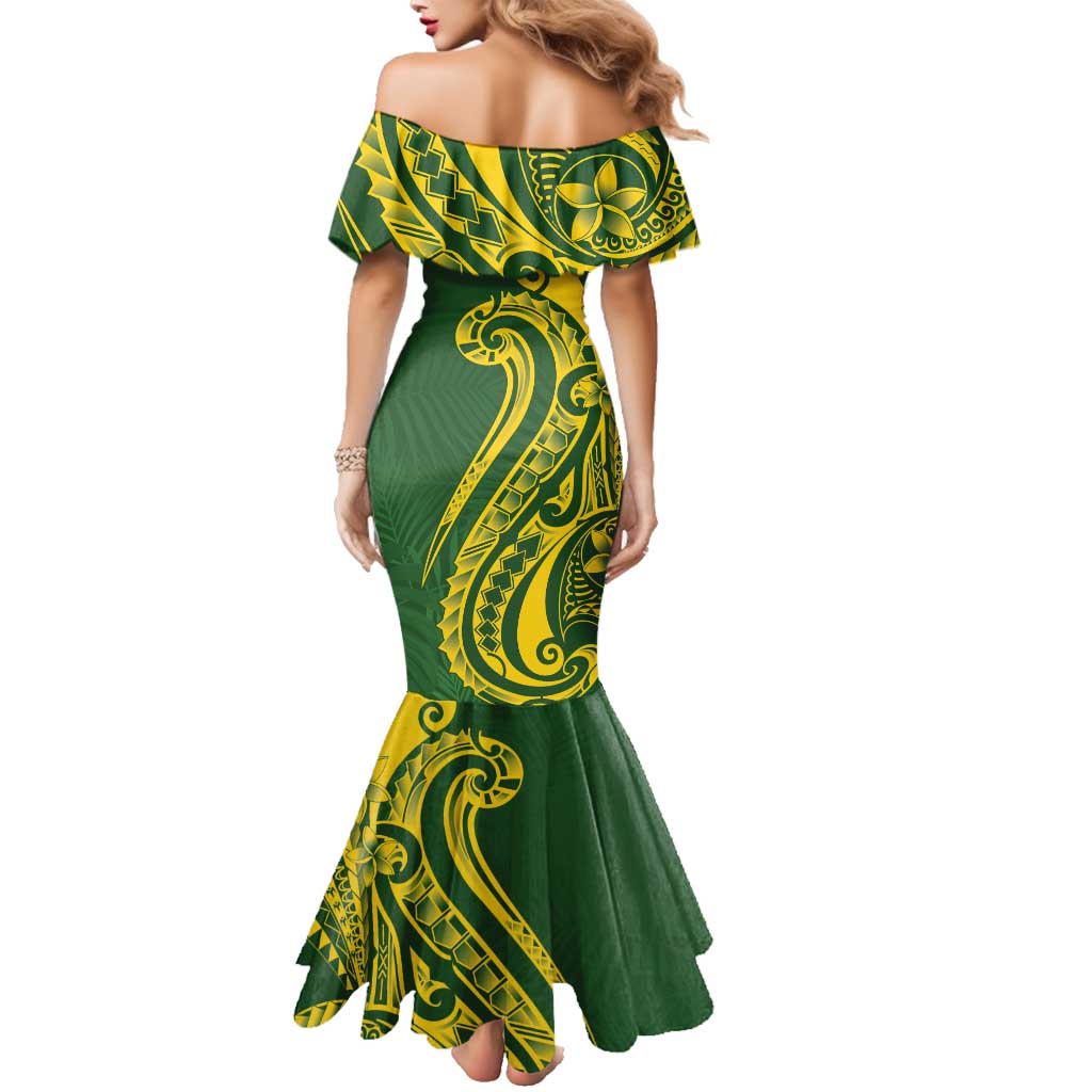 Kia Orana Cook Islands Family Matching Mermaid Dress and Hawaiian Shirt Plumeria Tropical Waves - Polynesian Pride