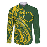 Kia Orana Cook Islands Family Matching Off The Shoulder Long Sleeve Dress and Hawaiian Shirt Plumeria Tropical Waves - Polynesian Pride