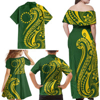 Kia Orana Cook Islands Family Matching Off Shoulder Maxi Dress and Hawaiian Shirt Plumeria Tropical Waves - Polynesian Pride
