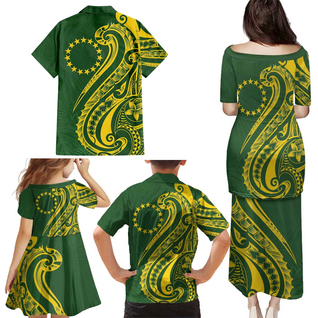 Kia Orana Cook Islands Family Matching Puletasi and Hawaiian Shirt Plumeria Tropical Waves - Polynesian Pride