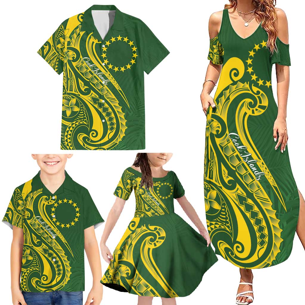 Kia Orana Cook Islands Family Matching Summer Maxi Dress and Hawaiian Shirt Plumeria Tropical Waves LT7 - Polynesian Pride