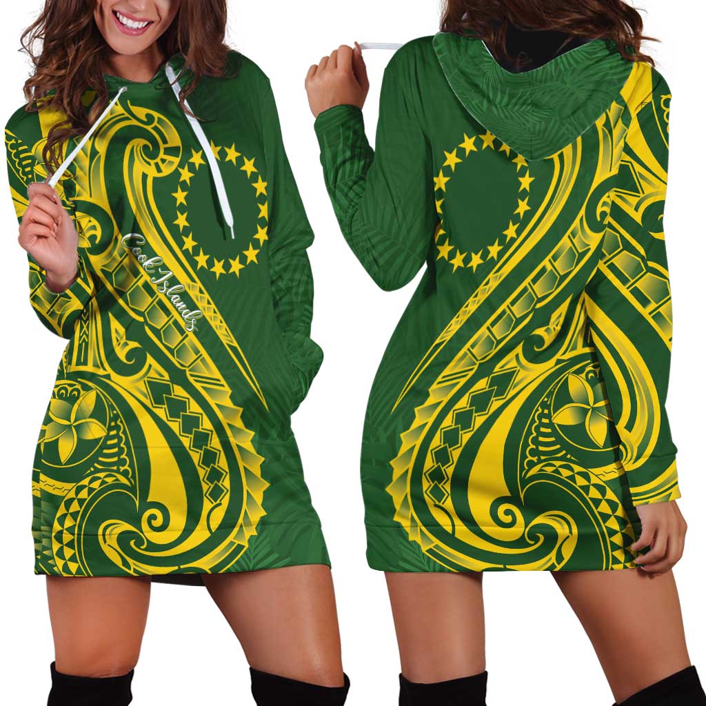 Kia Orana Cook Islands Hoodie Dress Plumeria Tropical Waves - Polynesian Pride