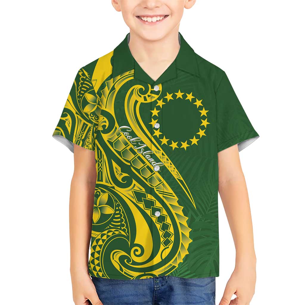 Kia Orana Cook Islands Kid Hawaiian Shirt Plumeria Tropical Waves - Polynesian Pride
