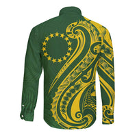 Kia Orana Cook Islands Long Sleeve Button Shirt Plumeria Tropical Waves LT7 - Polynesian Pride