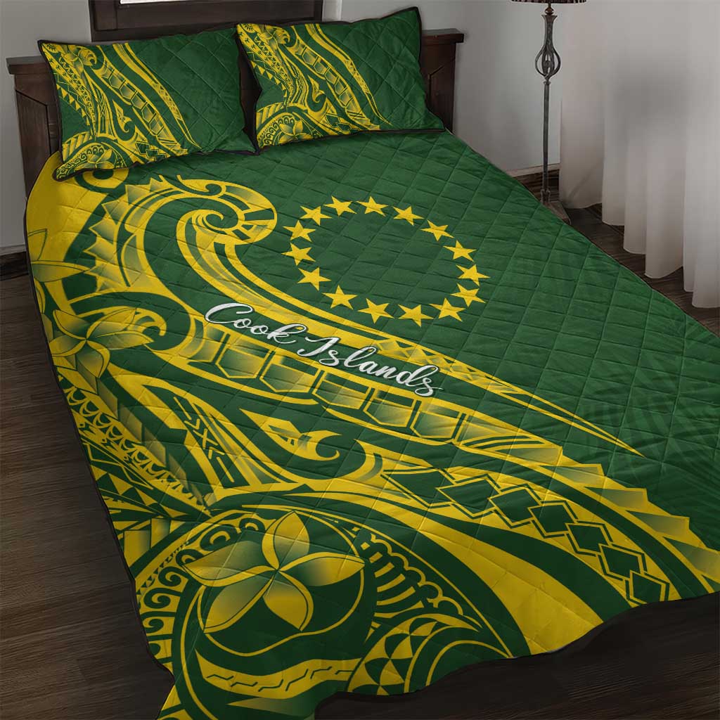 Kia Orana Cook Islands Quilt Bed Set Plumeria Tropical Waves - Polynesian Pride