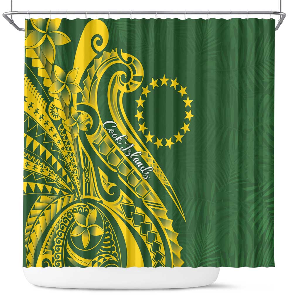 Kia Orana Cook Islands Shower Curtain Plumeria Tropical Waves - Polynesian Pride