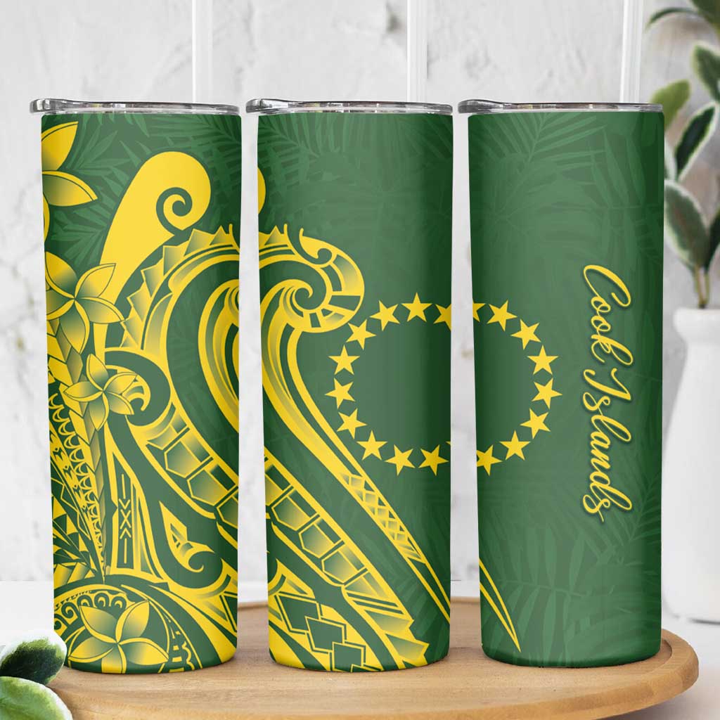 Kia Orana Cook Islands Skinny Tumbler Plumeria Tropical Waves - Polynesian Pride