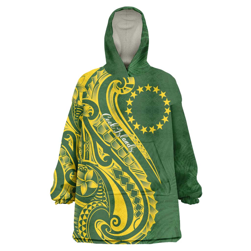 Kia Orana Cook Islands Wearable Blanket Hoodie Plumeria Tropical Waves - Polynesian Pride